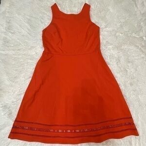 Banana Republic Orange Lattice Cutout Sleeveless Fit & Flare Stretchy Dress, 12